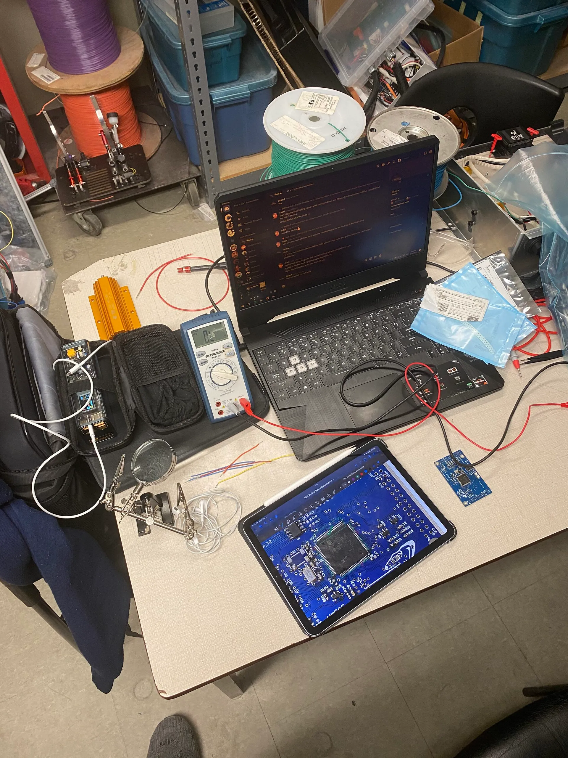 Bench test rig with the dev board